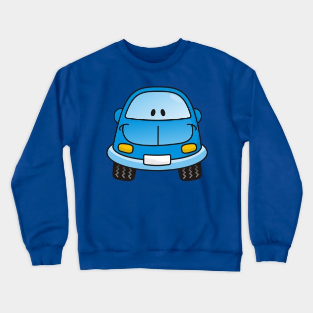 Blue Cartoon Car Crewneck Sweatshirt by sifis